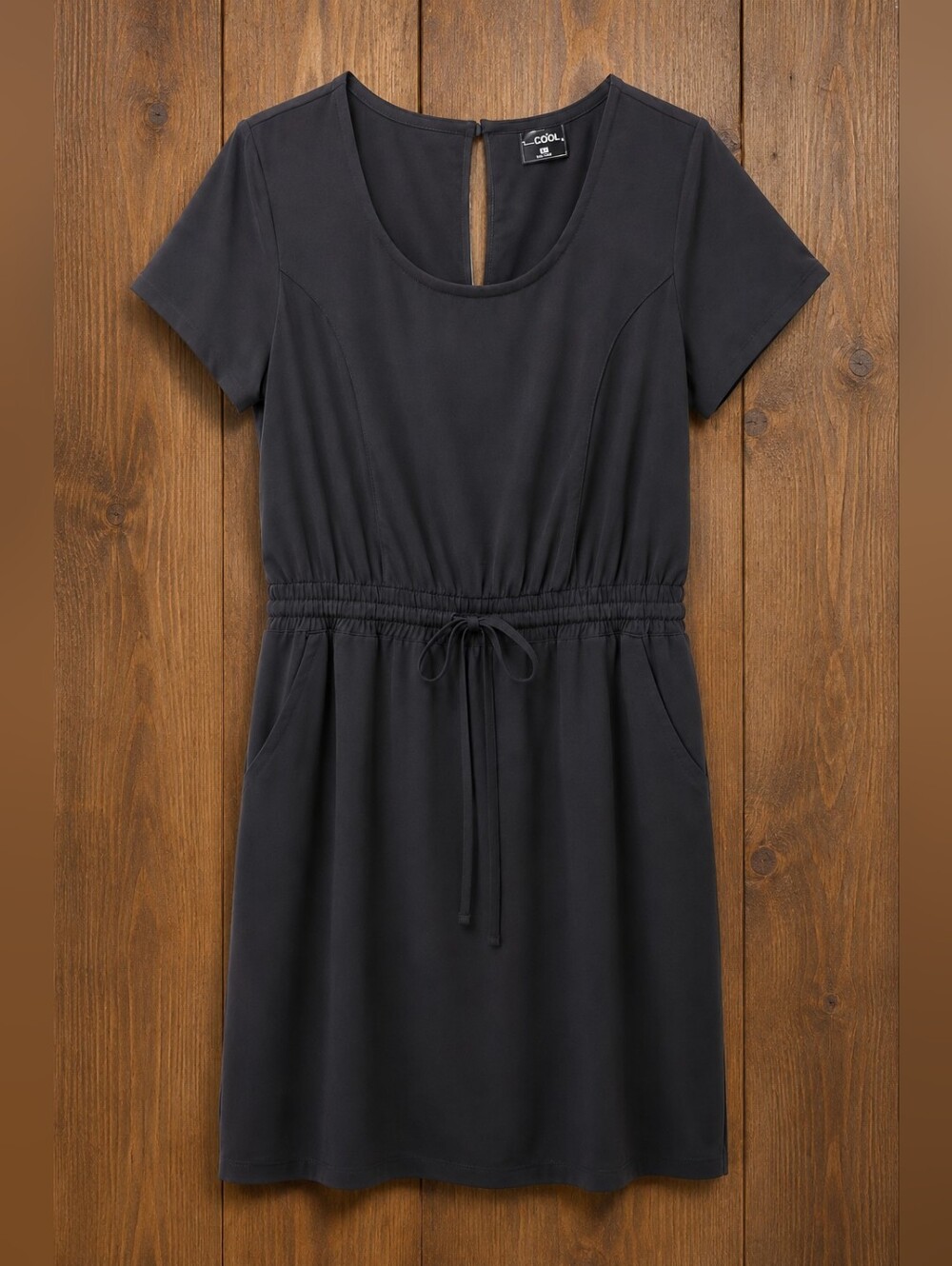 32 Degrees Soft Twill Black Drawstring Waist Dress Women Size Medium - Picture 2 of 16